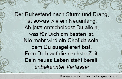 Spruch pensionierung Glückwünsche zum