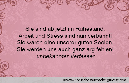 Ruhestand kostenlos abschied sprüche 34 Sprüche